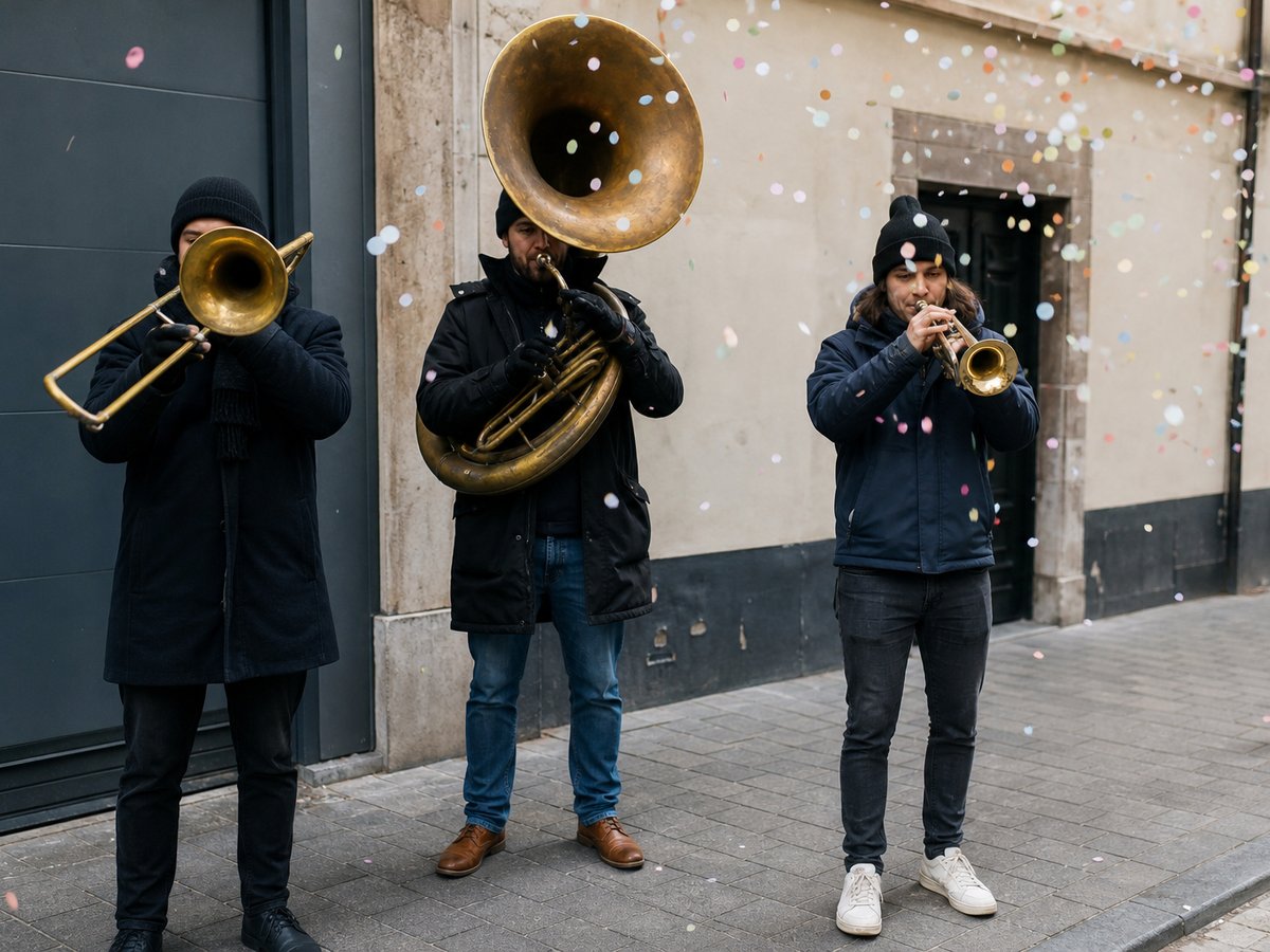 Celebrate the win with a tiny brass-band parade